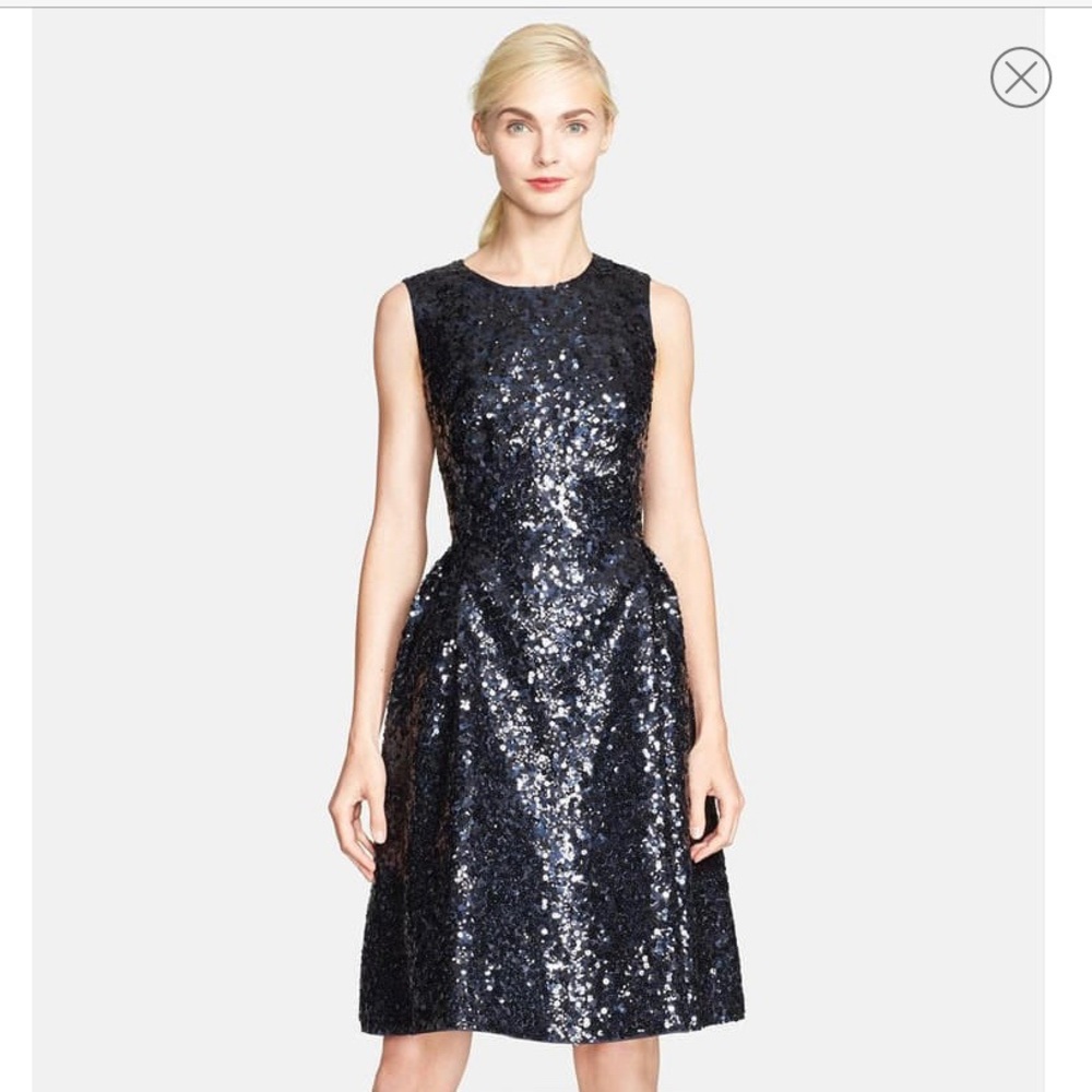 Kate Spade Sequin Fit and Flare Navy Dress sz4